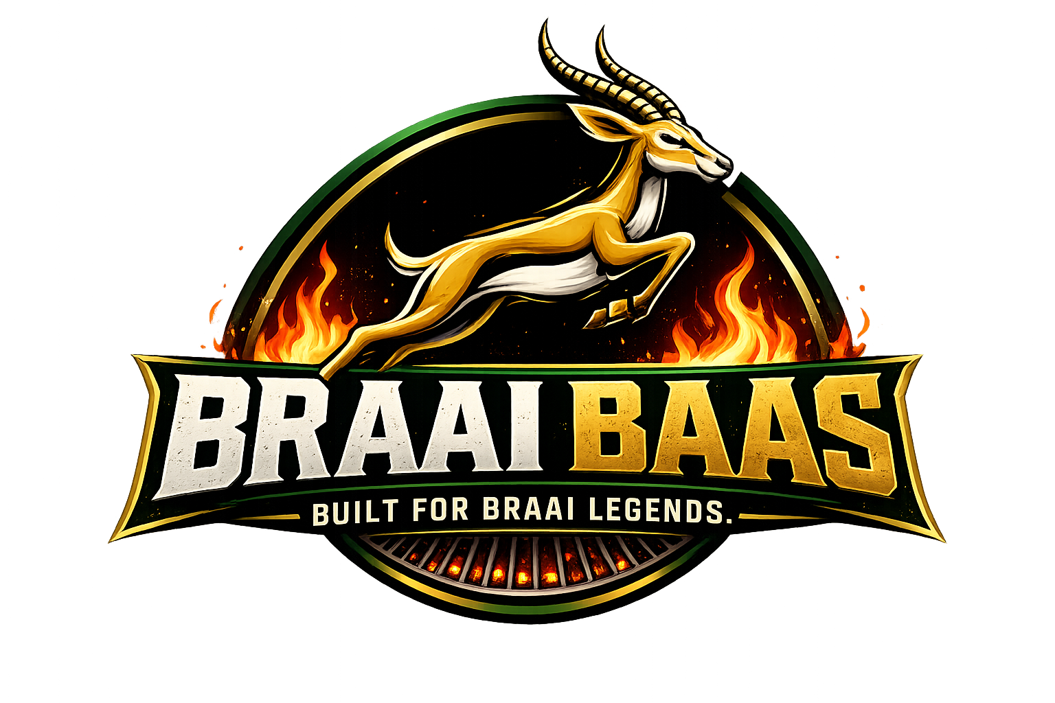 Braai Baas green and gold Springbok crest