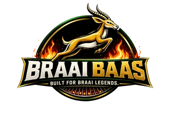 Braai Baas logo — green and gold Springbok crest above the Braai Baas wordmark