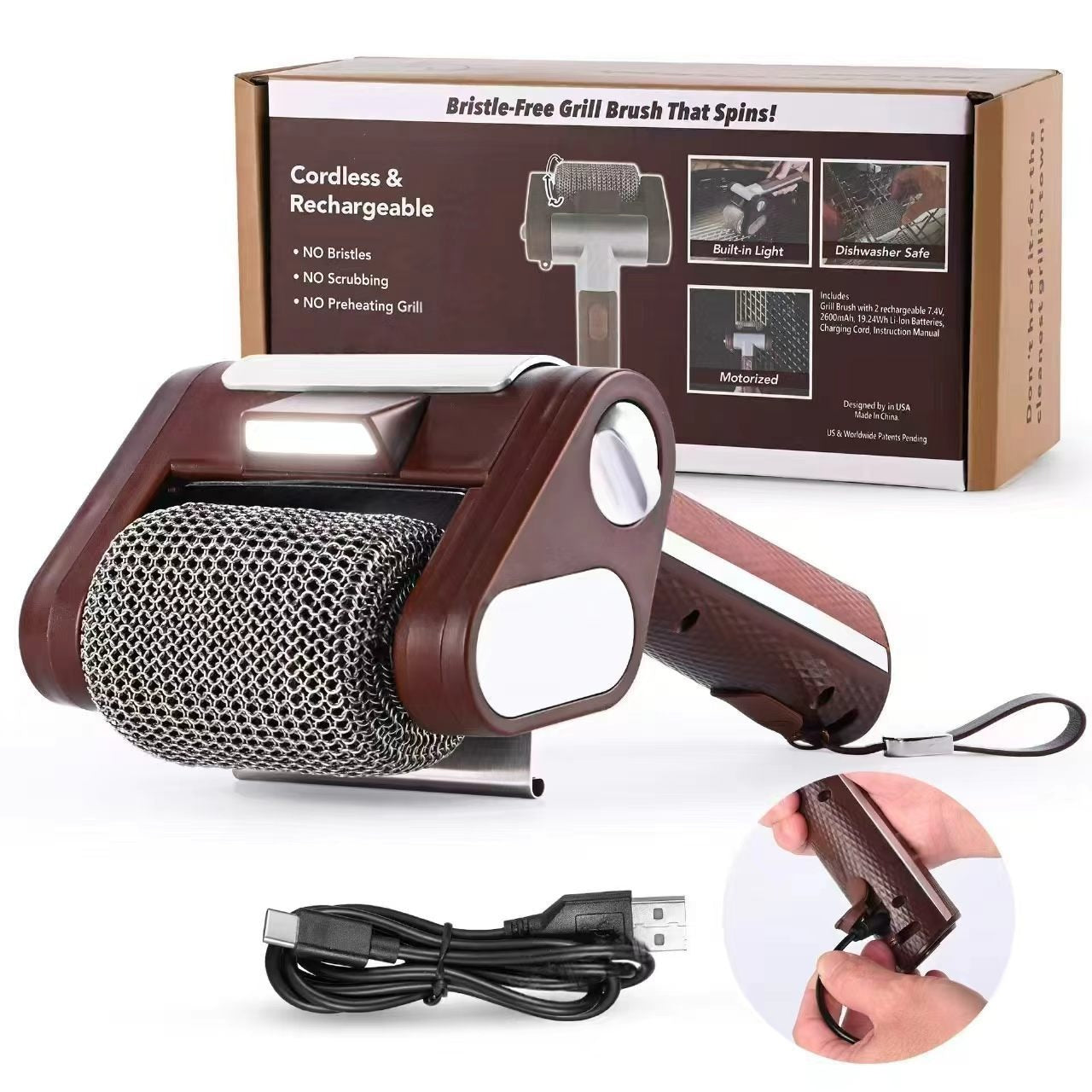 Stainless Steel LED Grill Roller Brush