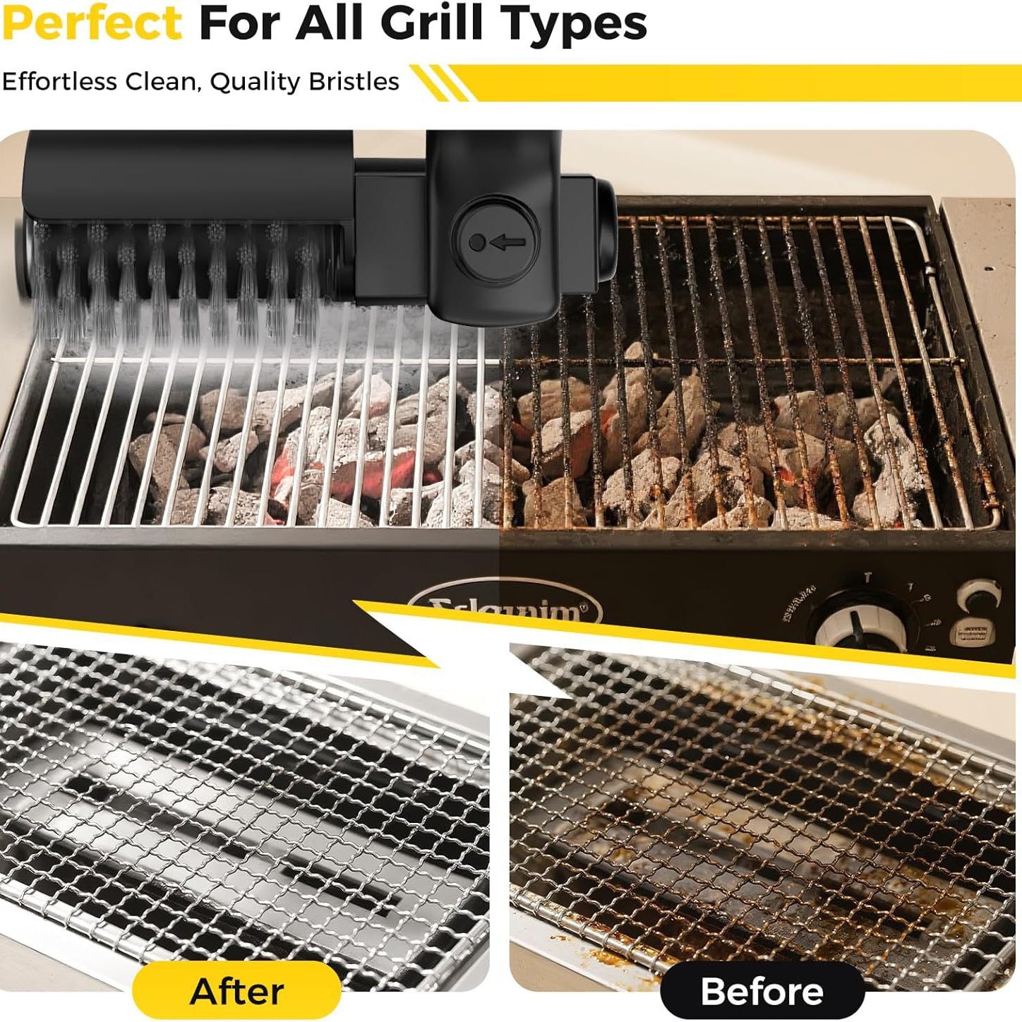 Electric BBQ Brush for Cleaning Grill, Heavy Duty Oil Stain Remover, Barbecue Cleaner Tool