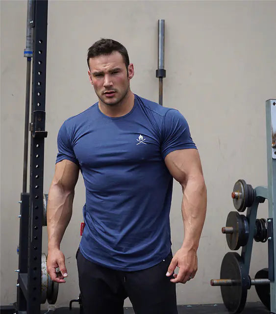 Men's Quick-Dry Round Neck Gym Shirt for Summer Sports